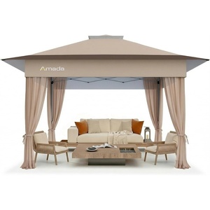 image:imageAmada 13x13 Pop Up Outdoor Gazebos on Clearance for Backyard amp Patio Furniture with Wheeled STONGo Cover Bag Carpa Pop Up Tent with Shelter Mosquito for Patio Lawn Garden1313ft GreenKhaki 13x13ft