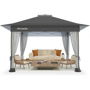image:imageAmada 13x13 Pop Up Outdoor Gazebos on Clearance for Backyard amp Patio Furniture with Wheeled STONGo Cover Bag Carpa Pop Up Tent with Shelter Mosquito for Patio Lawn Garden1313ft GreenDark Grey 13x13ft