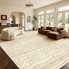 image:imageAMADA HOMEFURNISHING 8x10 Washable Area Rugs Boho Geometric LowPile with NonSlip Backing Stain Resistance amp Durable Edge Binding Soft Indoor Carpet for Living Room Bedroom Dining Room BeigeBeige