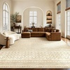 image:imageAMADA HOMEFURNISHING 8x10 Washable Area Rugs Boho Geometric LowPile with NonSlip Backing Stain Resistance amp Durable Edge Binding Soft Indoor Carpet for Living Room Bedroom Dining Room BeigeBeige