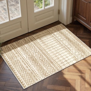 image:imageAMADA HOMEFURNISHING 8x10 Washable Area Rugs Boho Geometric LowPile with NonSlip Backing Stain Resistance amp Durable Edge Binding Soft Indoor Carpet for Living Room Bedroom Dining Room BeigeBeige